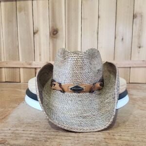 Stetson Rodeo DR Collection Hat Cowboy Fitted Mens Medium Beige Straw Western